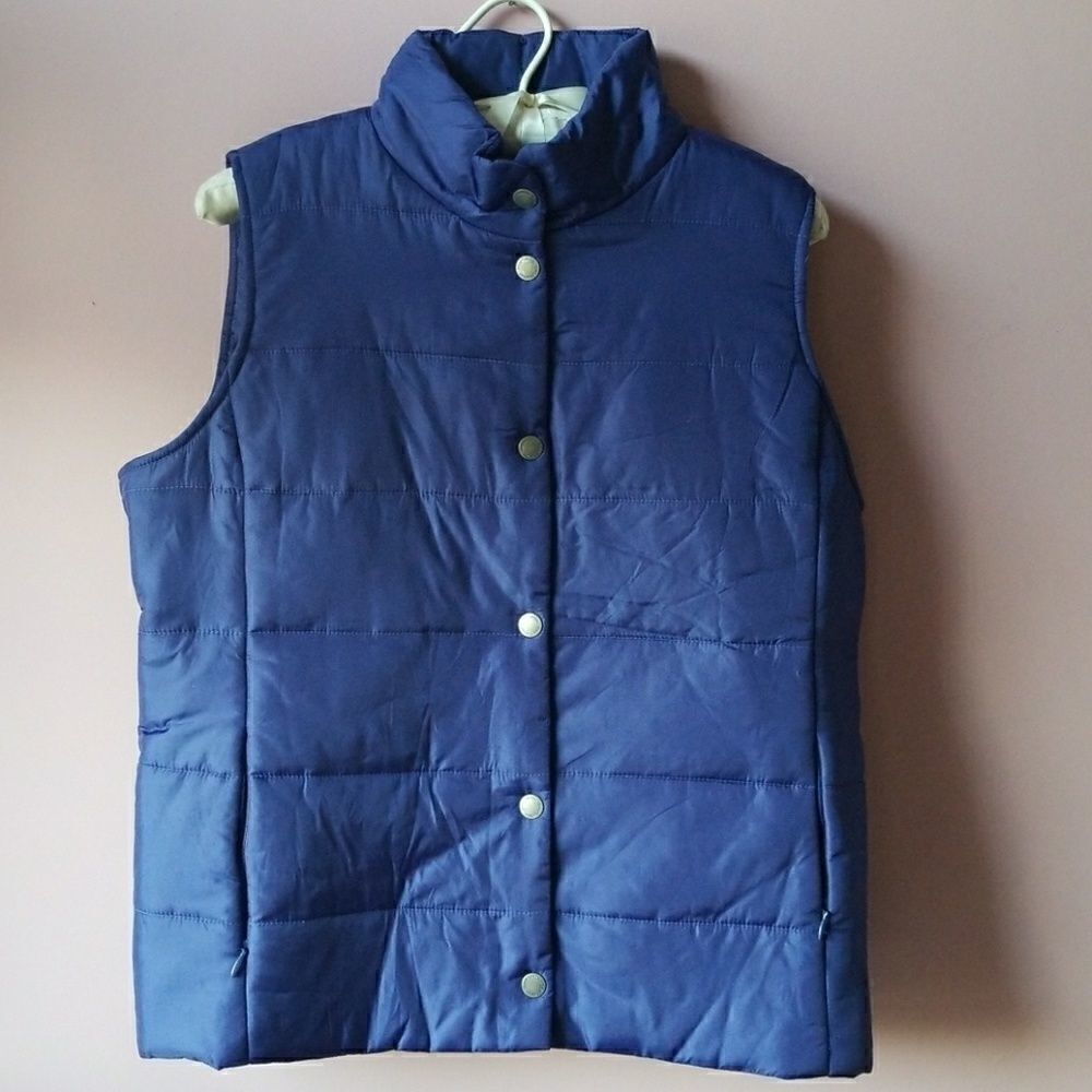 Daisey Fuentes Puffer Vest Blue New  Warm Winter Vest